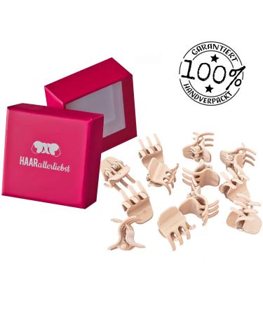 Haarla-Liebst Mini Beige Orchid Hair Clips | 2cm Small Hair Clips for Girls & Women | Stylish Hair Jewelry in Box | Pink Accent Clips - Buy Online on GoSupps.com