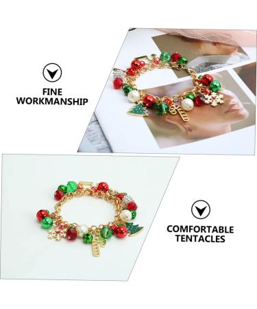 ibasenice 1pc Christmas Bell Bracelet Beaded Stretch Bracelet New Year Link Bracelet Christmas Women Gift Xmas Tree Wrap Bracelets Stocking Stuffers Gifts Metal (iron) Alloy Drill Ball - Buy Online on GoSupps.com