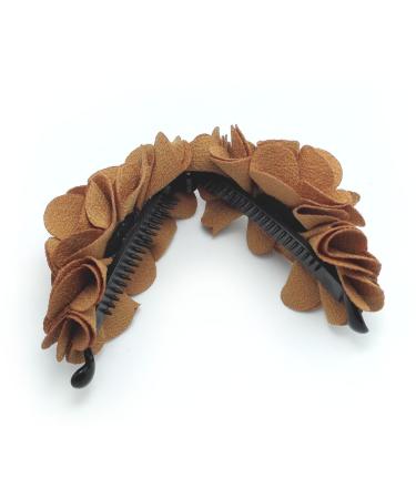 Meilliwish Flowers Rose Hair Clip Ponytail Holder - Brown | Elegant Floral Hair Accessory - Buy Online on GoSupps.com