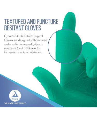 Dynarex Sterile Nitrile Surgical Gloves - Powder-Free, Puncture-Resistant, 6.5 Size, 6 Mil - Case of 200 Pairs - Buy Online on GoSupps.com