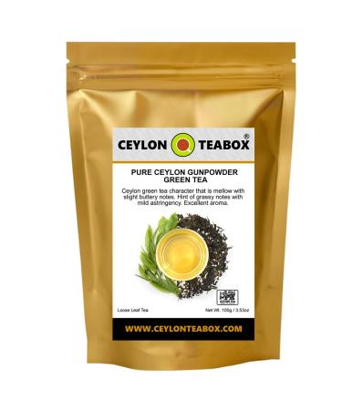 Ceylon Teabox Green Tea Gunpowder Green Tea Loose Leaf Pure Ceylon Loose Leaf Tea (100g) Loose Leaf Green Tea Green Tea Leaves 100g in Resealable Pouch 100 g (Pack of 1)