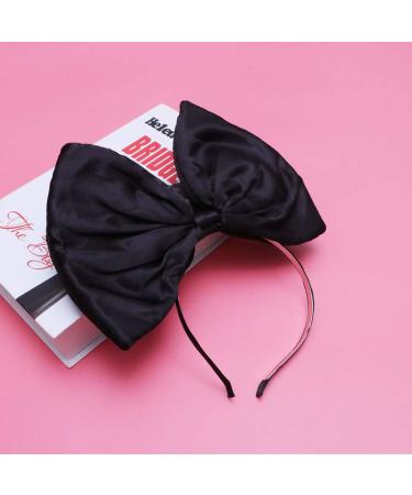 Minkissy Huge Bow Headband Candy Colored Hair Hoop Party Props Lovely Large Bowknot Hairband Party Props for Woman Girl(Black) - Buy Online on GoSupps.com