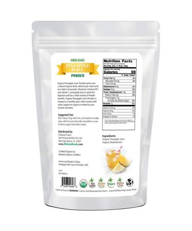 Organic Pineapple Juice Powder - Superfood Supplement for Smoothies, Shakes, Tea, Cooking & Baking - Non GMO, Gluten Free, Vegan, Kosher - 1 lb (Pack of 1) - Buy Online on GoSupps.com