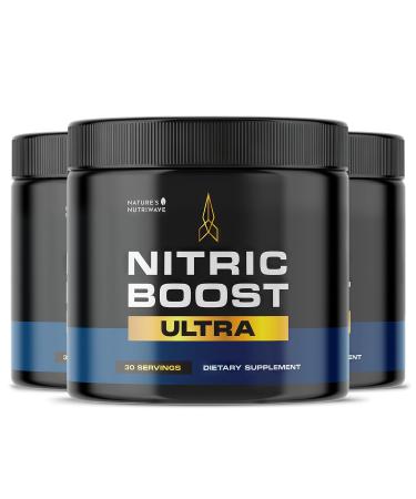 Nitric Boost Ultra Powder - Made in The USA GMP-Certified Non-GMO Non-Habit Forming Formula - 30 Servings 3 Month Supply 7.2 Ounce (Pack of 3)
