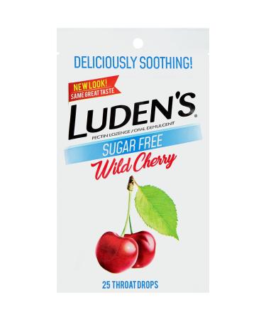 Luden's Sugar Free Wild Cherry Throat Drops Sore Throat Relief 25 Count (48 Pack) Wild Cherry 25 Count (Pack of 48)