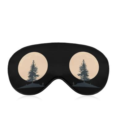 Vintage Full Moon & Pine Tree Soft Eye Mask with Adjustable Strap Light Blocking Night Sleeping Travel Nap for Men Women