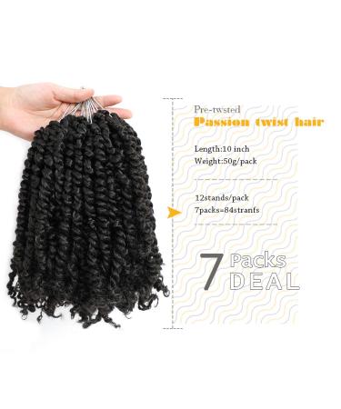 10 Inch Pre-twisted Passion Twist Hair 7 Pack - Short Passion Braids Crochet Hair 1B# - Weave Master - Pre-looped - Pack of 7 - Buy Online on GoSupps.com
