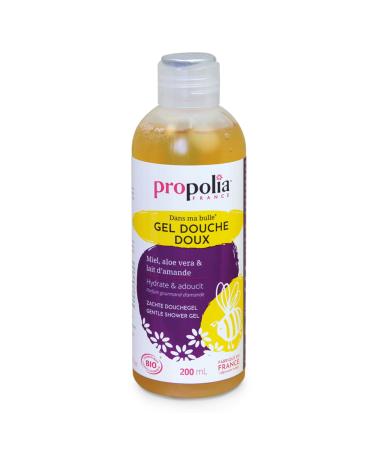 PROPOLIA Organic soft shower gel honeyalmond milkaloe veraorange blossom water moisturizes and softens children and adults made in France 200 ml