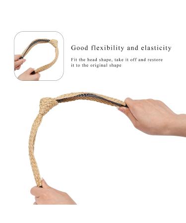 Straw Headbands for Women & Girls | Fashionable, No-Slip Diademas Para Mujer De Moda | Cute Braid Top Knot Headband | Summer Beach Hair Accessories - Buy Online on GoSupps.com