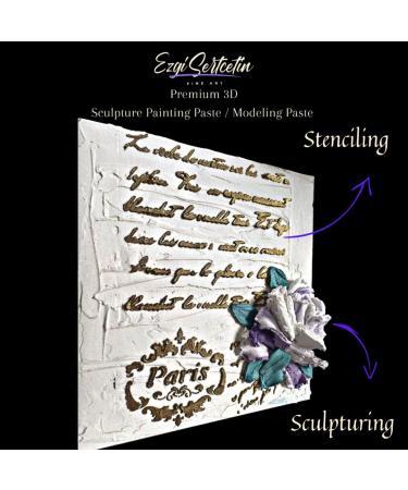 3D Sculpture Painting Paste 6 oz (Metallic White) - Ready to Use Decorative Plaster for Artwork, Stencil, Flowers, Art Relief - Buy Online on GoSupps.com
