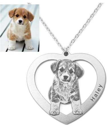 Personalized Pet Photo Necklace - Customizable Cat/Dog Picture Pendant - Pet Memorial Gift for Pet Lovers - 14inch Chain - Buy Online on GoSupps.com