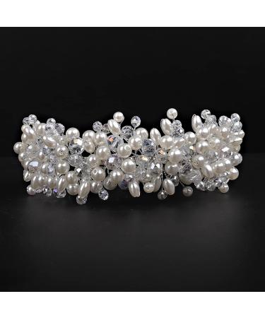 YERTTER Vintage Wedding Pearl Tiara Handmade Bride Headband - Greek Goddess Crown for Wedding, Prom & Parties (Style 1) - Buy Online on GoSupps.com