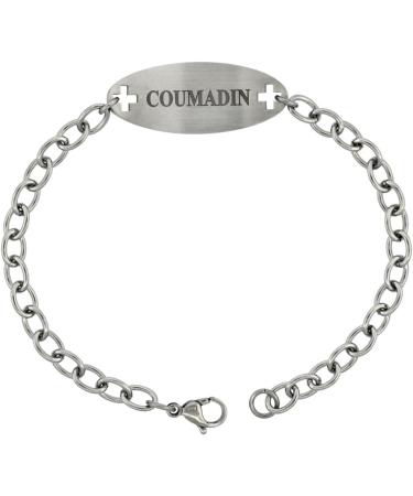 Surgical Steel Medical Alert Bracelet for COUMADIN - 9/16" Wide 9" Long - International Shipping Available - Buy Online on GoSupps.com