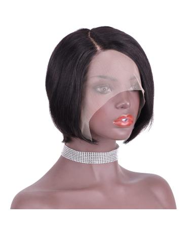 HHSHOW Short Bob Lace Frontal Human Hair Wig 100% Brazilian Straight Pixie Cut Natural Black | Pre Plucked 130% Density | HH9028-1B - Buy Online on GoSupps.com