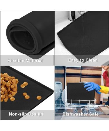Umtiti Waterproof Non-Slip Silicone Dog Bowl Pad - 48x30cm Black Dishwasher Safe Perfect for Dogs & Cats - Buy Online on GoSupps.com