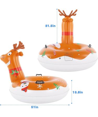 Brace Master 51 Heavy Duty Inflatable Snow Tube for Kids and Adults - Winter Outdoor Fun for Sledging - Reinforced Handles - Christmas B-Reindeer - Buy Online on GoSupps.com
