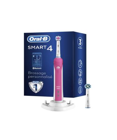 Oral-B Smart 4 4000W Electric Toothbrush with timer and two 3DWhite brush heads pink