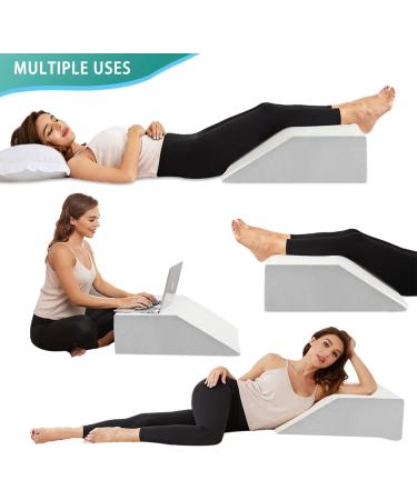 Leg Elevation Pillow with Cooling Gel Memory Foam | Post Surgery & Pregnancy Support | Relieves Knee, Hip, Lower Back Pain - White & Grey - Buy Online on GoSupps.com