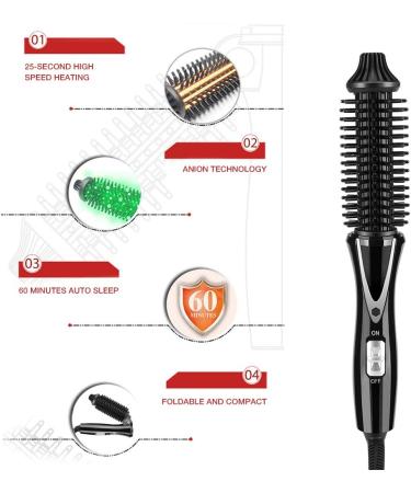 Syrisora Ceramic Tourmaline Foldable Anion Hair Brush Curler Hair Curling Iron Hair Styling Tools (US Plug) - Buy Online on GoSupps.com
