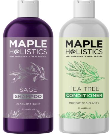 Sulfate Free Shampoo and Conditioner Set - Tea Tree Sage and Rosemary Shampoo and Conditioner for Dry Flaky Scalp Care - Deep Cleansing Color Safe Shampoo and Conditioner for Damaged Dry Hair Care 8 Fl Oz (Pack of 2) - Buy Online on GoSupps.com