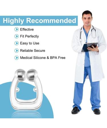 Anti Snore Nose Clip - Silicone Magnetic Snoring Solution for Men and Women - Pack of 4 - Transparent - Buy Online on GoSupps.com