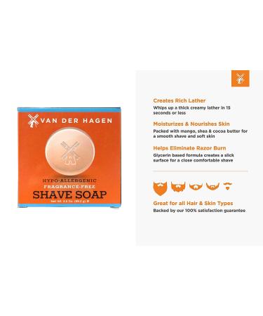Van Der Hagen Men's Luxury Fragrance Free Shave Soap - Pack of 3 | Premium Shaving Soap for Sensitive Skin | International Shipping Available - Buy Online on GoSupps.com