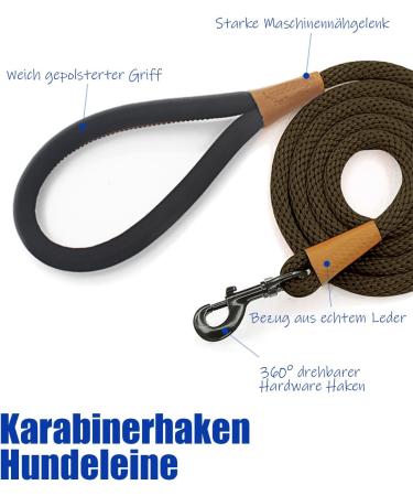 Lynxking Dog Tow Lines - Durable Retrievers & Leashes for Small Medium Large Dogs | Carabiner Hook 1.3cm x 180cm - Brown - Buy Online on GoSupps.com