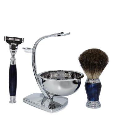 Magyfosia Razor Hobel Starter Set | MACH 3 Blades Shaving Soap Brush & Stand | Ideal Gift for Men 50+ | 4-Piece Luxury Shaving Set - Buy Online on GoSupps.com