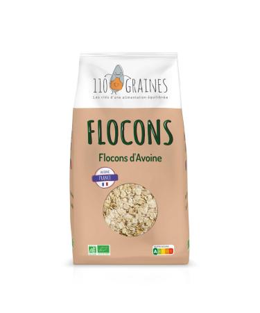 110Graines - Organic Oat Flakes - 500g - French Origin - Rich in fiber and protein
