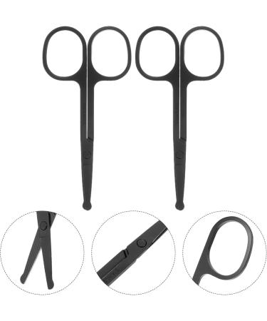 PATKAW Nose Hair Scissors 2 Pack - Stainless Steel Rounded & Blunt Tip Facial Hair Scissors for Eyebrow Nose & Beard Care - Buy Online on GoSupps.com
