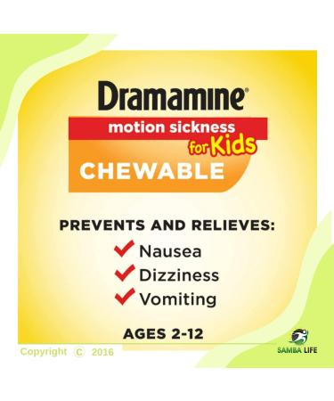 Samba Life Motion Sickness Relief Bundle: Dramamine Kids Chewables & Anti Nausea Wristbands - Grape Flavor (Kids) - Buy Online on GoSupps.com