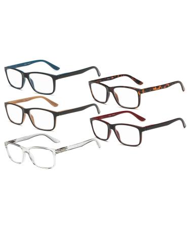 Eyekeper 5 pairs reading glasses of classic rectangular frame men women in spring hinges (one for every color 2.25) +2.25 5PCs mix
