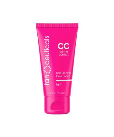 Tanceuticals Facial Self Tanner - CC Self Tanning Lotion for Face Gives Gradual & Natural Sunless Tan - Fresh Coconut Scent - Won t Clog Pores or Cause Acne - Easy to Apply - Light Shade 1.7 oz