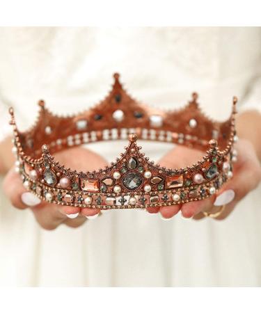 Bmirth Wedding Crown and Tiara Gold Crystal Bridal Princess Queen Crown Baroque Rhinestone Tiaras Hair Accessories for Women and Girls (style 4)