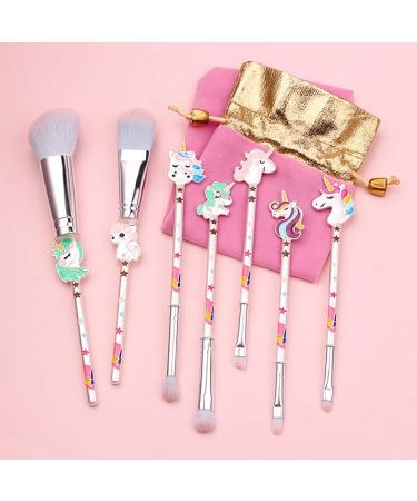 Shop WBTY 7 Cute Unicorn Makeup Brushes Set | Kawaii Eyeshadow Blush & Concealer Brushes with Metal Grip & Storage Bag - International Shipping Available! - Buy Online on GoSupps.com