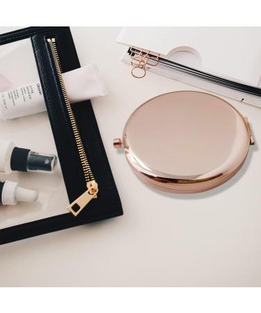 Shop Portable Rose Gold Pocket Mirror - Illuminated Travel Mini Makeup Mirror (70mm) | Retro Folding Design - Buy Online on GoSupps.com
