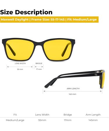 Ra Optics Maxwell Frame with Daylight Lenses - Premium Blue Light Glasses for Eye Strain Relief & Enhanced Focus - Buy Online on GoSupps.com