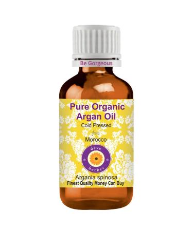 Deve Herbes Pure Organic Argan Oil (Argania spinosa) | Cold Pressed | Natural | Undiluted | For Diluting Essential Oils | For Hair Skin & Massage | Men & Women | 30m