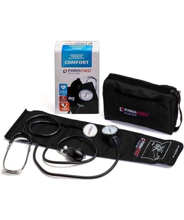 Manual Blood Pressure Cuff by Paramed Professional Aneroid Sphygmomanometer with Carrying Case Adult Sized Cuff BP Monitor Set with Stethoscope (Black) - Buy Online on GoSupps.com