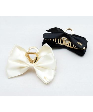 Gerulyss 2 Pcs Black No-Slip Large Hair Bows Barrettes for Women - Champagne Metal Hair Claw Clips with Acrylic Bow - Hair Accessories Clips for Thick Hair - Buy Online on GoSupps.com