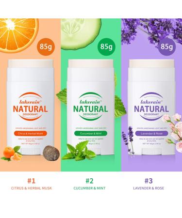 ibcccndc Aluminum Free Natural Deodorant for Women and Men | Keeps Underarms Light and Dry | Variety Pack of 3 in Coconut & Vanilla Lavender & Rose Cucumber & Mint Scents - Buy Online on GoSupps.com
