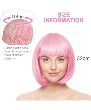 AOMIG Short Bob Wig for Women 3 Pack Short Pink Bob Wigs Set with 2 Wig Cap Neon Fancy Dress Accessory Cosplay Party Wig Synthetic Straight Wig for Daily Halloween Decorations Pink/B - Buy Online on GoSupps.com