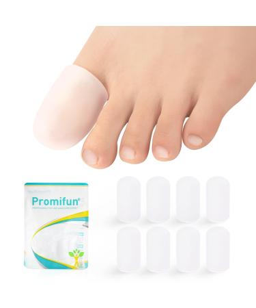 Silicone Toe Protectors - 4 Pairs Gel Toe Sleeves Toe Protectors - Toe Caps with Aloe Vera Essential Oils - Toe Cushions for Pain Relief Toe Protection for Corns (Transparent Color+4L) Transparent Color Large(4 Pair)