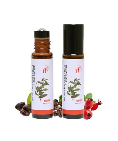 Hydrating Face & Eye Oil Roller Organic Jojoba & Coffee Bean Formula for Puffiness Wrinkles & Dark Circles Guasha Massage Serum Travel Size Gift for Women
