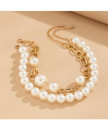 OralGos Stylish Double Layer Pearl Necklace - Punk Gothic Choker Collar Fashion Jewelry for Women - White - Buy Online on GoSupps.com
