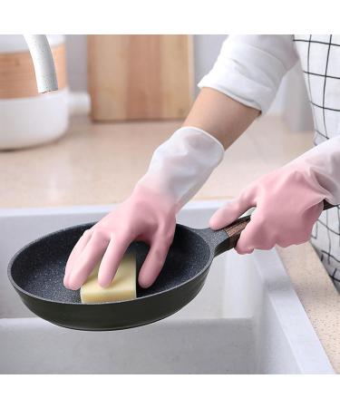 PUCHEN Rubber Gloves | Rubber Kitchen Gloves | Waterproof Household Rubber Dishwashing Cleaning Gloves for Dishesand Household Chores Pink - Buy Online on GoSupps.com