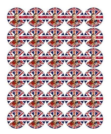 King Charles Coronation 30 x 4cm PREMIUM EDIBLE RICE PAPER ROUND CAKE TOPPERS D1