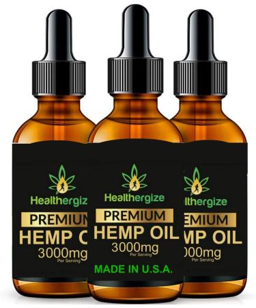 Healthergize Hemp Oil Premium, Non-GMO, Unrefined with Full Flavor and Natural Benefits, for Calm, Sleep, Discomfort-Product of The USA