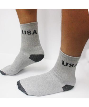 ATB 4 Pairs Men's Athletic USA Cushioned Crew Socks Grey | Premium Cotton | Size 10-13 - Buy Online on GoSupps.com