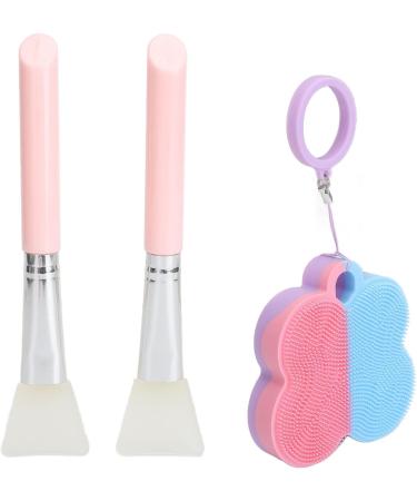 Silicone Face Scrubber Set Pink Blue Facial Brush Tools Skincare Products with Hanging Ring - Buy Online on GoSupps.com